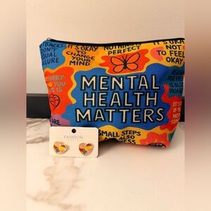 Mental Health Matters Colorful Zip Pouch & Earrings